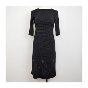 Rampage Fitted Striped Floral Midi Jersey Dress